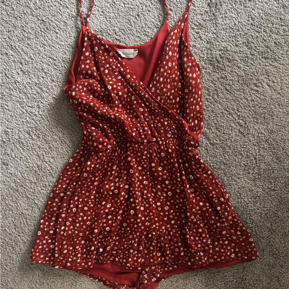 Altar'd State Red Floral Mini Romper